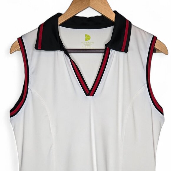 Pure Lime Sleeveless Tennis Mini Dress Women's Pleated Hem Collared Sporty L - Picture 2 of 7